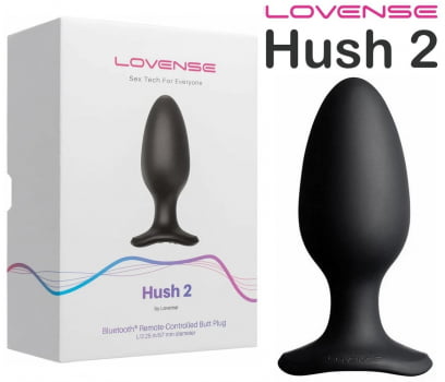 Lovense Hush 2 Plug Anal Com Vibração  2,54 cm, 3,80 cm, 4,45 cm e 5,70 cm