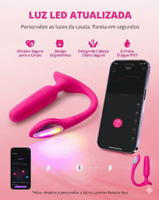 Lovense Lush Anal Plug Pequeno Controlado Por APP Vibratório com Luz LED Para Iniciantes 8cm x 2cm