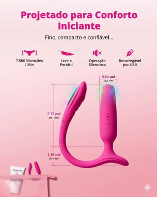 Lovense Lush Anal Plug Pequeno Controlado Por APP Vibratório com Luz LED Para Iniciantes 8cm x 2cm