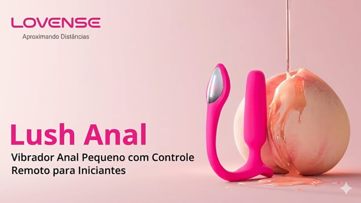 Lovense Lush Anal Plug Pequeno Controlado Por APP Vibratório com Luz LED Para Iniciantes 8cm x 2cm