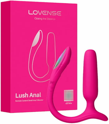 Lovense Lush Anal Plug Pequeno Controlado Por APP Vibratório com Luz LED Para Iniciantes 8cm x 2cm