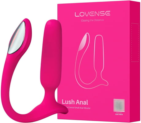 Lovense Lush Anal Plug Pequeno Controlado Por APP Vibratório com Luz LED Para Iniciantes 8cm x 2cm