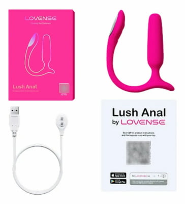 Lovense Lush Anal Plug Pequeno Controlado Por APP Vibratório com Luz LED Para Iniciantes 8cm x 2cm