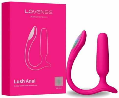 Lovense Lush Anal Plug Pequeno Controlado Por APP Vibratório com Luz LED Para Iniciantes 8cm x 2cm