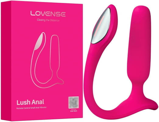 Lovense Lush Anal Plug Pequeno Controlado Por APP Vibratório com Luz LED Para Iniciantes 8cm x 2cm