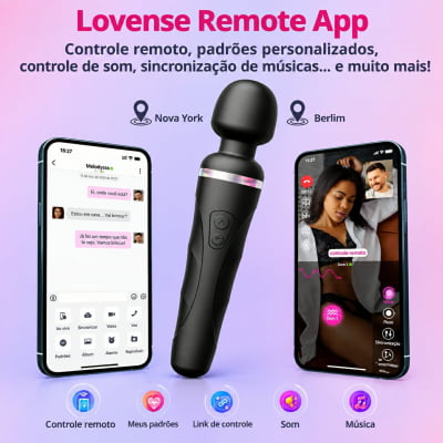 Lovense Domi 2 Mini Vibrador Varinha Mágica Controle por Aplicativo e Bluetooth Recarregável via USB Massageador em Silicone Silencioso Vibrações Fortes Orgasmos Intensos o Queridinho das Cam Girls