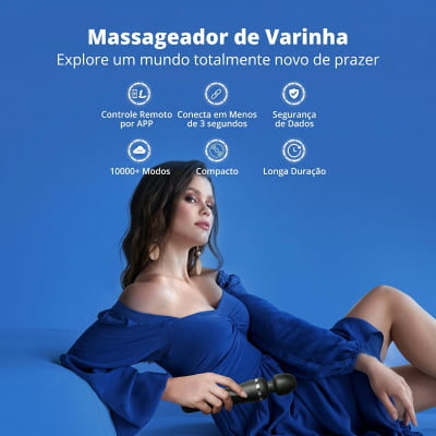 Lovense Domi 2 Mini Vibrador Varinha Mágica Controle por Aplicativo e Bluetooth Recarregável via USB Massageador em Silicone Silencioso Vibrações Fortes Orgasmos Intensos o Queridinho das Cam Girls