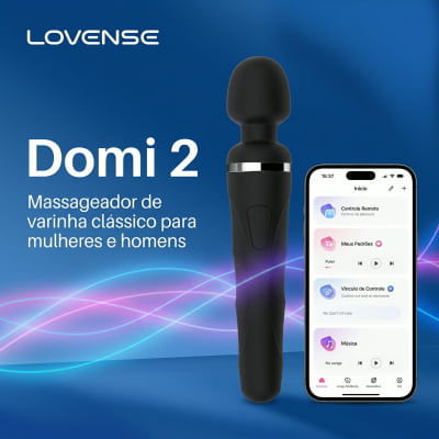 Lovense Domi 2 Mini Vibrador Varinha Mágica Controle por Aplicativo e Bluetooth Recarregável via USB Massageador em Silicone Silencioso Vibrações Fortes Orgasmos Intensos o Queridinho das Cam Girls