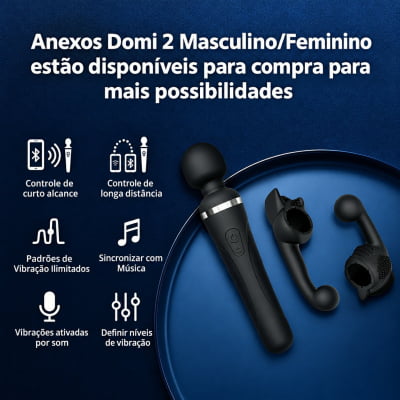 Lovense Domi 2 Mini Vibrador Varinha Mágica Controle por Aplicativo e Bluetooth Recarregável via USB Massageador em Silicone Silencioso Vibrações Fortes Orgasmos Intensos o Queridinho das Cam Girls