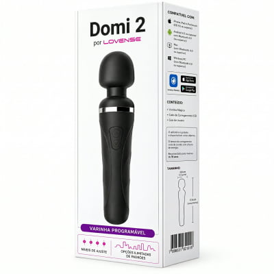 Lovense Domi 2 Mini Vibrador Varinha Mágica Controle por Aplicativo e Bluetooth Recarregável via USB Massageador em Silicone Silencioso Vibrações Fortes Orgasmos Intensos o Queridinho das Cam Girls