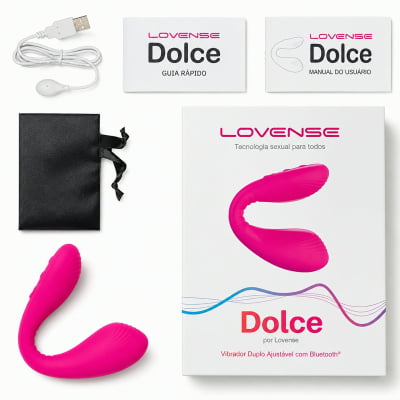 Lovense Dolce, Vibrador Duplo, Estimulador de Ponto G e Clitóris, Controle Remoto Por App Bluetooth, Carregamento Magnético, Silicone Macio, Para Camgirls, Compatível iOS, Android, Antigo Quake