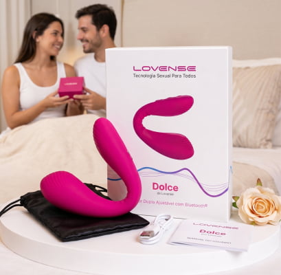 Lovense Dolce, Vibrador Duplo, Estimulador de Ponto G e Clitóris, Controle Remoto Por App Bluetooth, Carregamento Magnético, Silicone Macio, Para Camgirls, Compatível iOS, Android, Antigo Quake