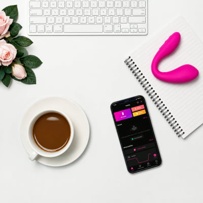 Lovense Dolce, Vibrador Duplo, Estimulador de Ponto G e Clitóris, Controle Remoto Por App Bluetooth, Carregamento Magnético, Silicone Macio, Para Camgirls, Compatível iOS, Android, Antigo Quake