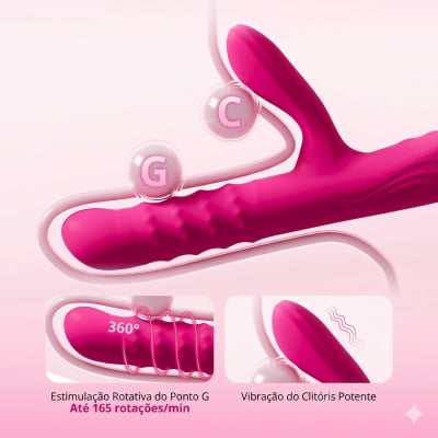 Lovense Velvo Vibrador Rabbit Clitóris e Ponto G Contas Rotativas NeoSpin 360°, App, Bluetooth, Longa Distância, Impermeável IPX7, Material Seguro, Fácil Uso, Duplo Motor, Alta Qualidade, Vibração