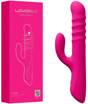 Lovense Velvo Vibrador Rabbit Clitóris e Ponto G Contas Rotativas NeoSpin 360°, App, Bluetooth, Longa Distância, Impermeável IPX7, Material Seguro, Fácil Uso, Duplo Motor, Alta Qualidade, Vibração