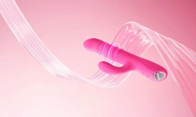Lovense Velvo Vibrador Rabbit Clitóris e Ponto G Contas Rotativas NeoSpin 360°, App, Bluetooth, Longa Distância, Impermeável IPX7, Material Seguro, Fácil Uso, Duplo Motor, Alta Qualidade, Vibração