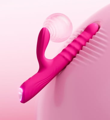 Lovense Velvo Vibrador Rabbit Clitóris e Ponto G Contas Rotativas NeoSpin 360°, App, Bluetooth, Longa Distância, Impermeável IPX7, Material Seguro, Fácil Uso, Duplo Motor, Alta Qualidade, Vibração