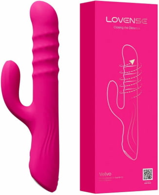 Lovense Velvo Vibrador Rabbit Clitóris e Ponto G Contas Rotativas NeoSpin 360°, App, Bluetooth, Longa Distância, Impermeável IPX7, Material Seguro, Fácil Uso, Duplo Motor, Alta Qualidade, Vibração